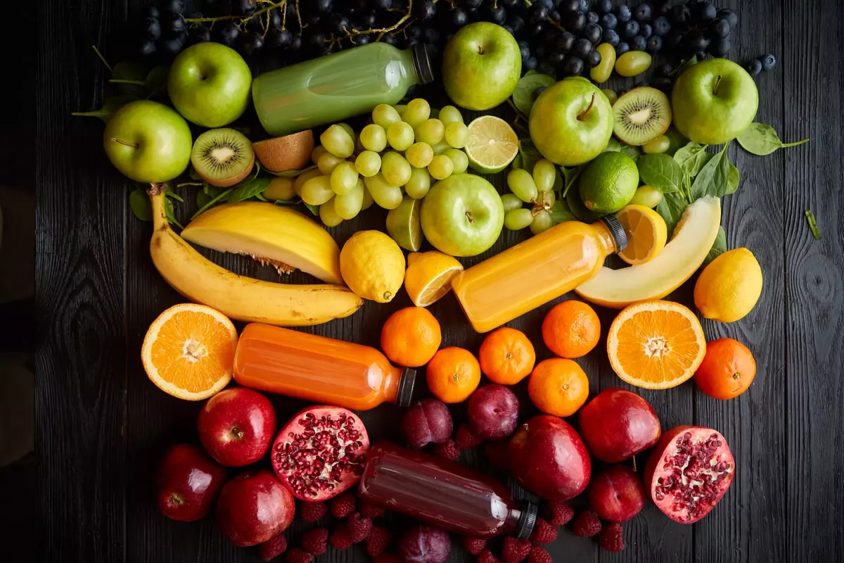 colorful fruits and juices