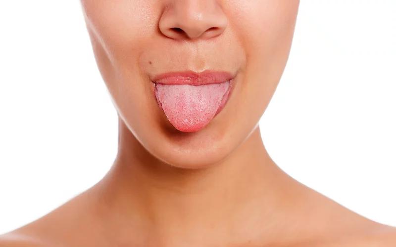 woman sticking out tongue
